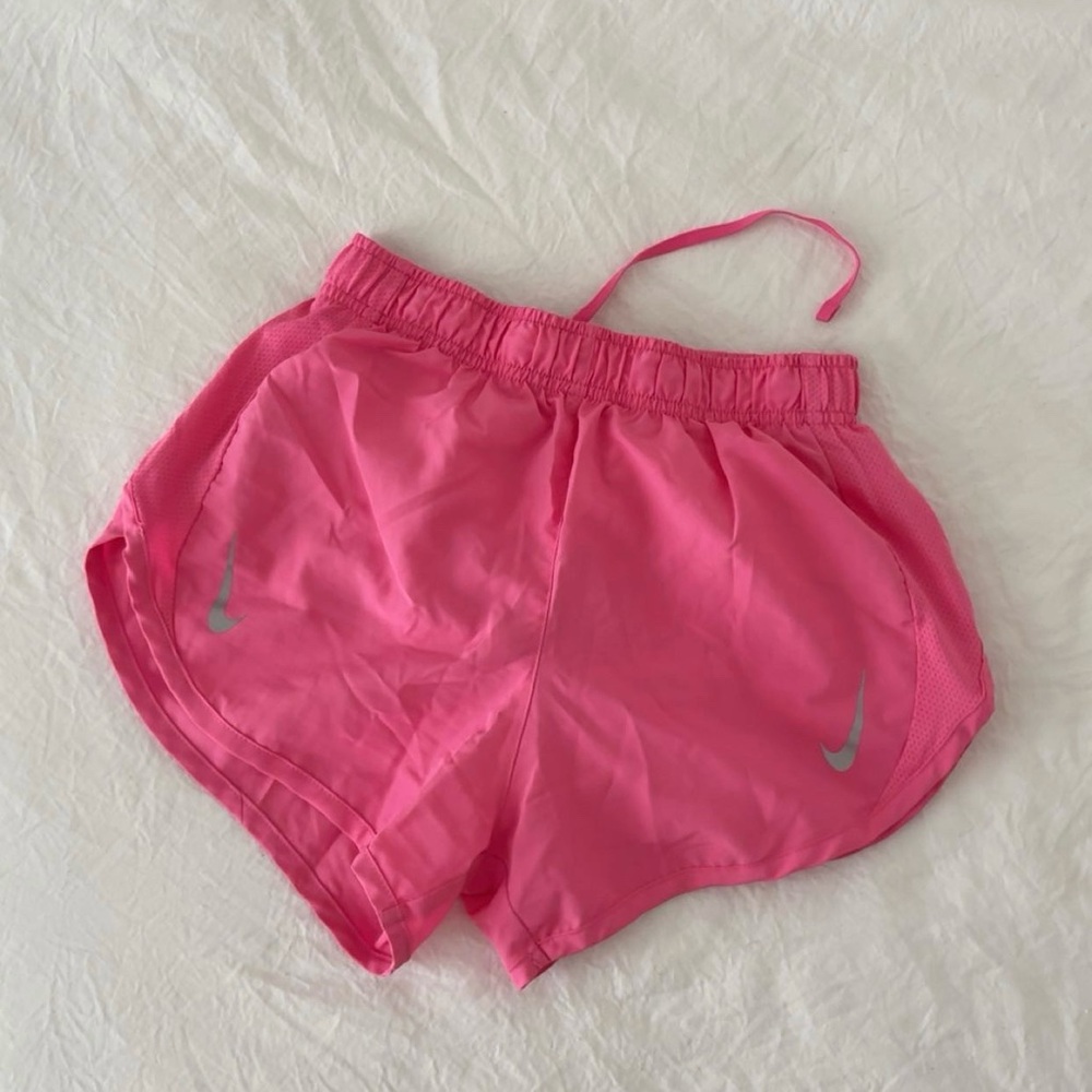 Nike Hot Pink Women's Athletic Running Shorts with Silver Swoosh
